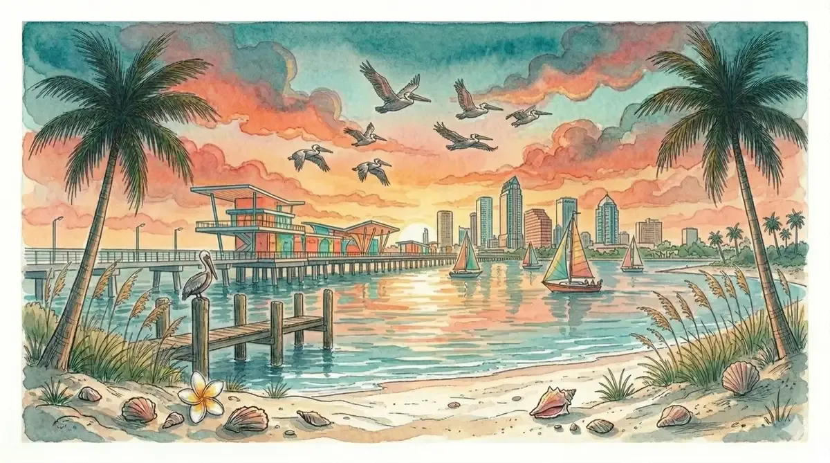 Watercolor of the St. Petersburg waterfront
